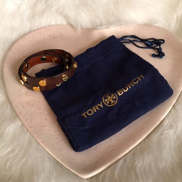 Tory Burch Double Wrap Leather Bracelet Brown & Gold. - Picture 3 of 8